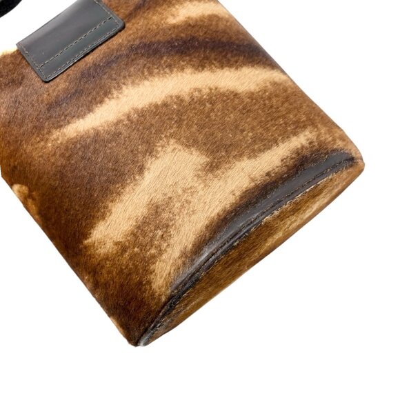 FENDI Vintage FF Pony Calf Hair Mamma Baguette Tote Hobo Mini Bag Brown [106218] - Picture 10 of 16